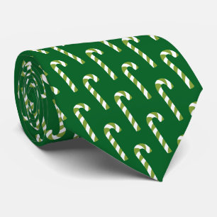 Candy Cane Christmas Green Tie
