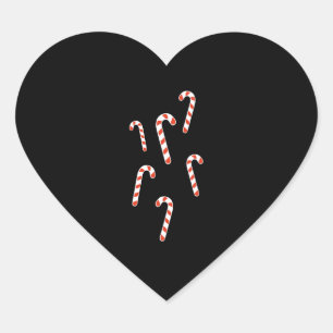 Candy Cane Christmas Heart Sticker