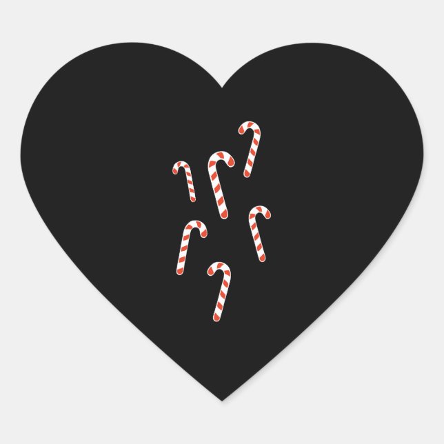 Candy Cane Christmas Heart Sticker (Front)