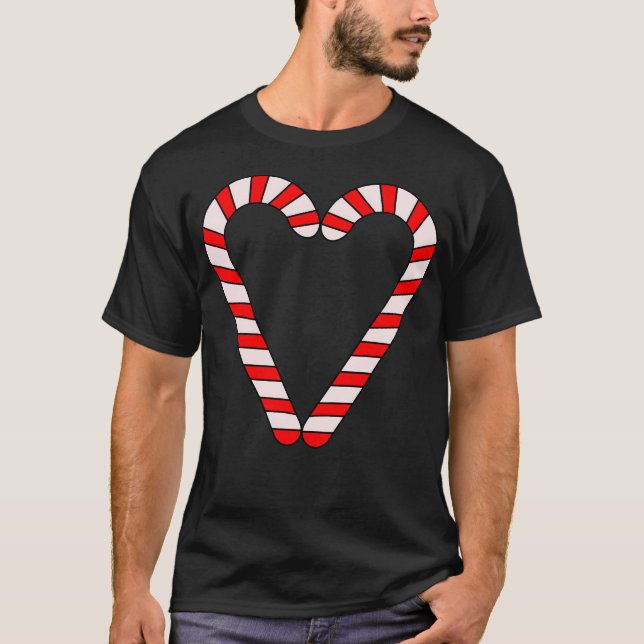 Candy Cane Christmas Heart T-Shirt (Front)