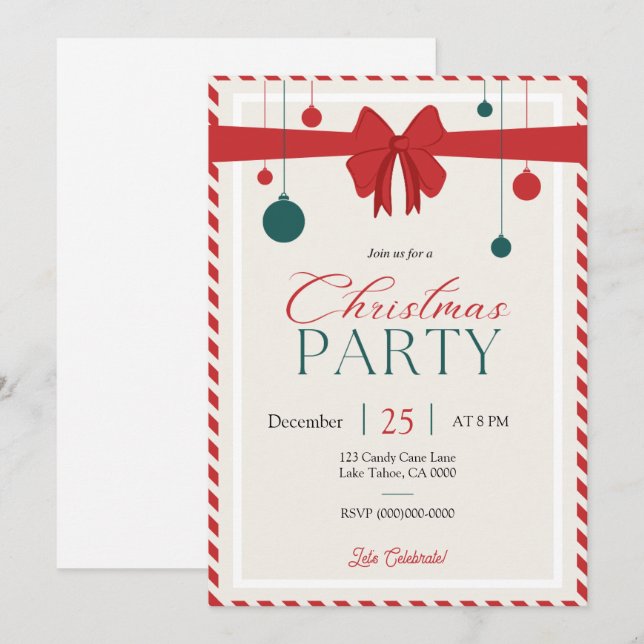 Candy Cane Christmas Holiday Card (Front/Back)