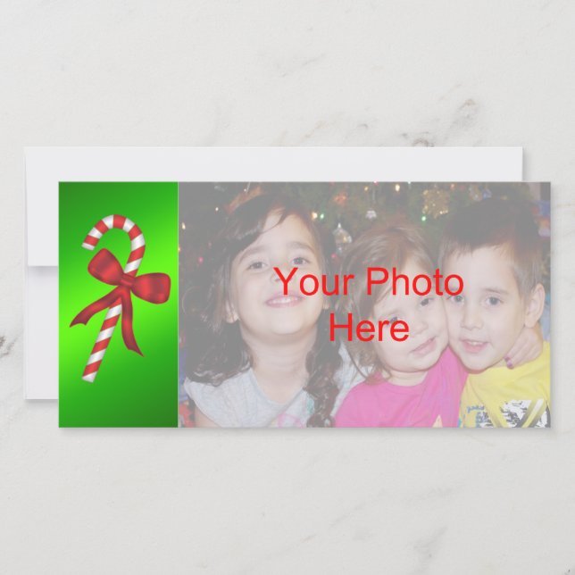Candy Cane Christmas Holiday Photo Card Template (Front)