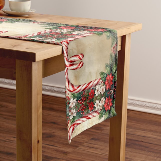 Candy Cane Christmas Holiday Table Runner (In Situ)