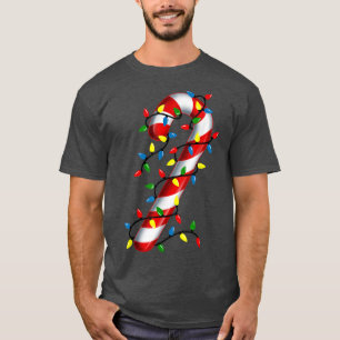 Candy Cane Christmas Lights Blue Green Red and Whi T-Shirt