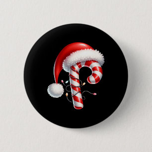 Candy Cane Christmas Lights Santa Hat Family Match 6 Cm Round Badge