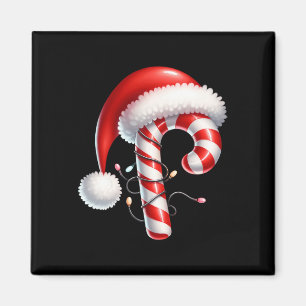 Candy Cane Christmas Lights Santa Hat Family Match Magnet