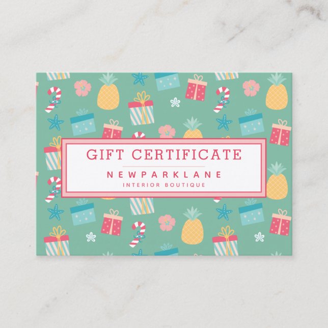 Candy Cane & Christmas Presents - Gift Certificate (Front)