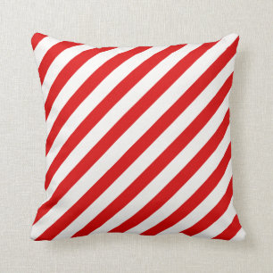 Candy Cane Christmas Red & White Stripes Pillow