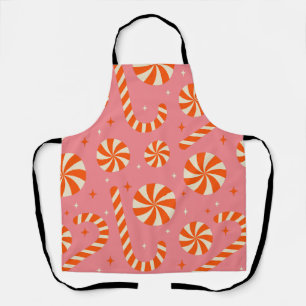 Candy cane Christmas retro pattern Apron