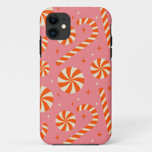Candy cane Christmas retro pattern iPhone 11 Case