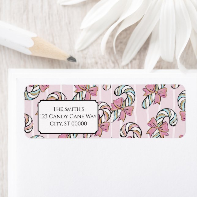Candy Cane Christmas Return Address Label (Insitu)