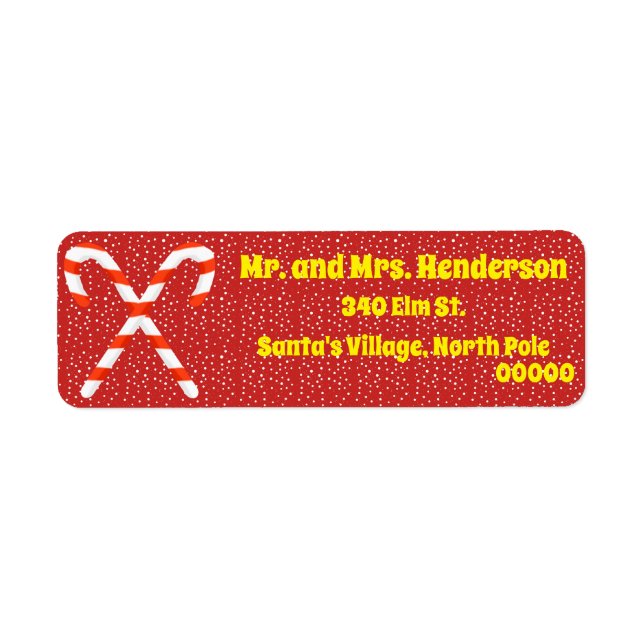 Candy Cane Christmas Return Address Labels (Front)