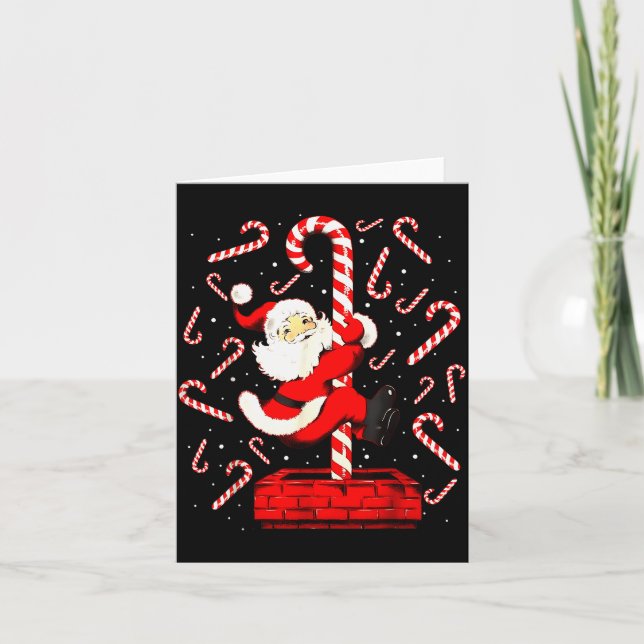 Candy Cane Christmas Santa Funny Lights Xmas Men W Card (Front)
