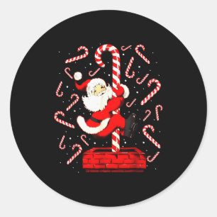 Candy Cane Christmas Santa Funny Lights Xmas Men W Classic Round Sticker