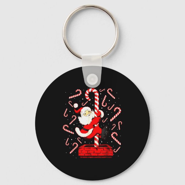 Candy Cane Christmas Santa Funny Lights Xmas Men W Key Ring (Front)