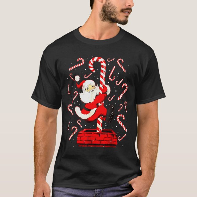 Candy Cane Christmas Santa Funny Lights Xmas Men W T-Shirt (Front)