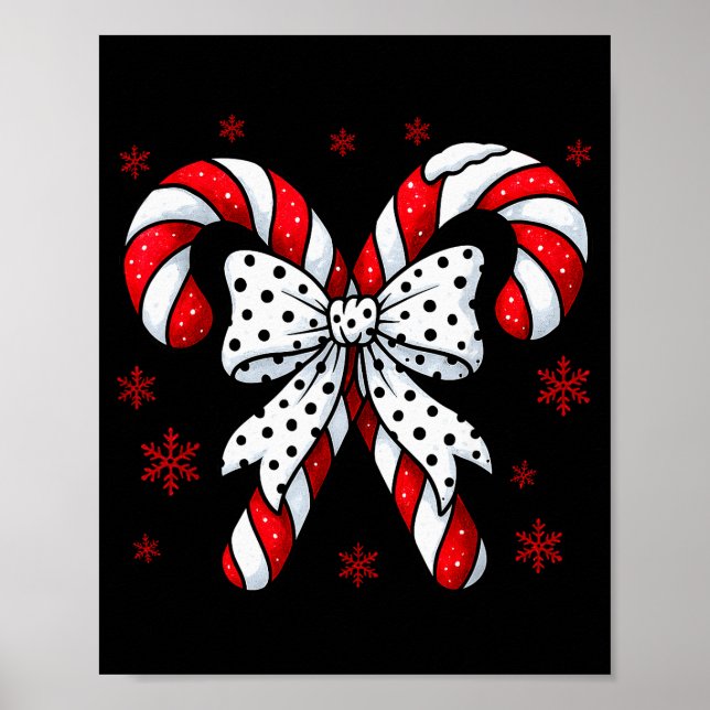 Candy Cane Christmas Season Girls Womens Retro Coq Poster (Front)