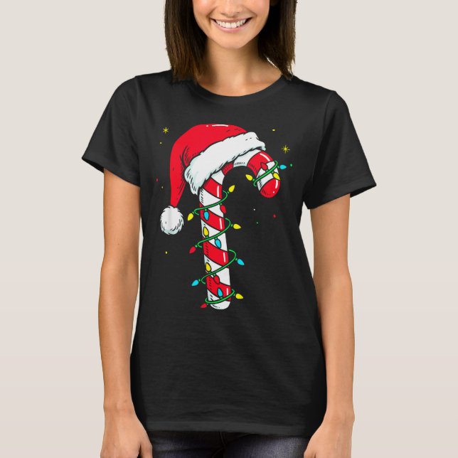 Candy Cane Christmas Shirt Santa Hat Family Matchi (Front)