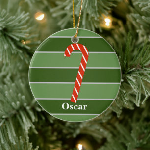 Candy Cane Christmas Special Ceramic Ornament