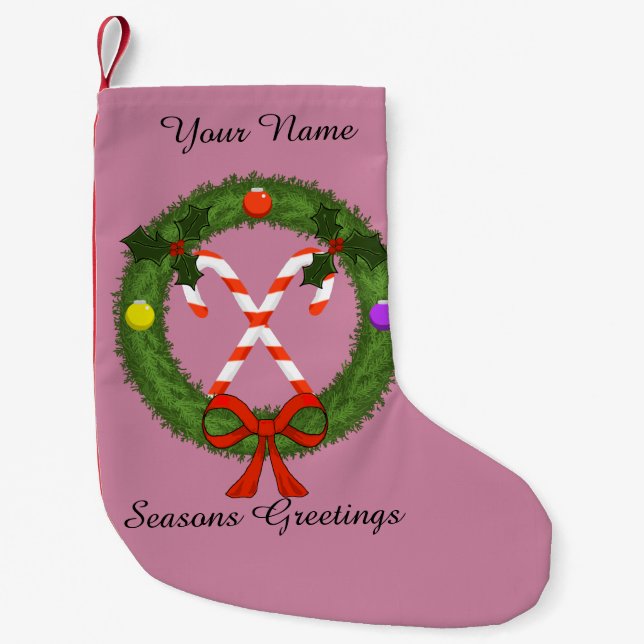 Candy Cane Christmas Stocking (Customisable) (Front)