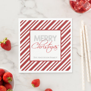 Candy Cane Christmas Stripe   Custom Napkin