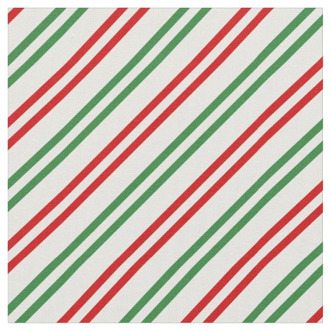Candy Cane Christmas Stripes Red Green Fabric (Close Up)