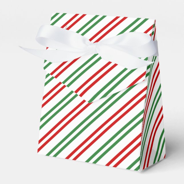Candy Cane Christmas Stripes Red Green Favour Box (Front Side)