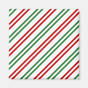 Candy Cane Christmas Stripes Red Green Magnet