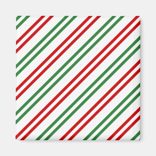 Candy Cane Christmas Stripes Red Green Magnet (Front)