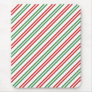 Candy Cane Christmas Stripes Red Green Mouse Pad