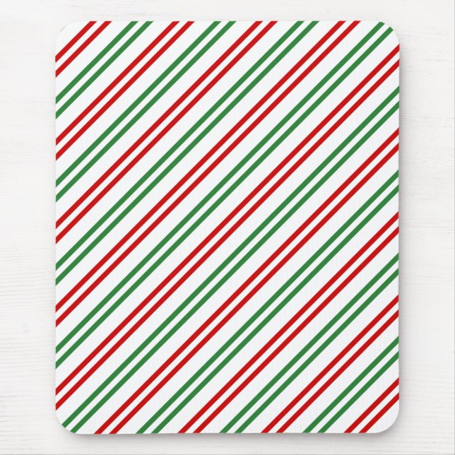 Candy Cane Christmas Stripes Red Green Mouse Pad (Front)