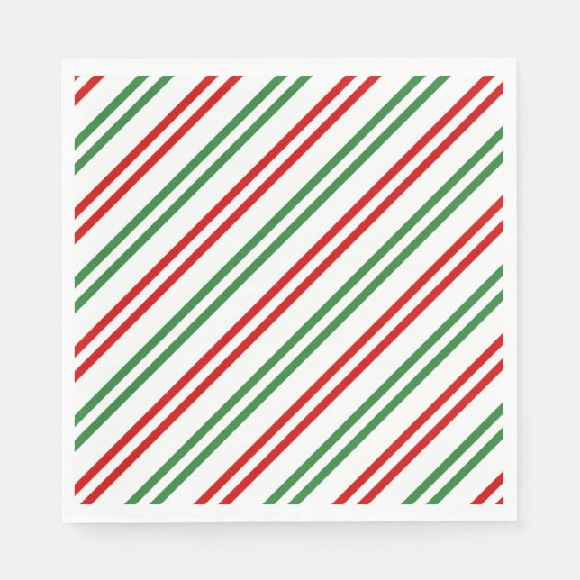 Candy Cane Christmas Stripes Red Green Napkin (Front)