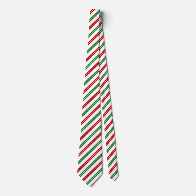 Candy Cane Christmas Stripes Red Green Tie (Front)