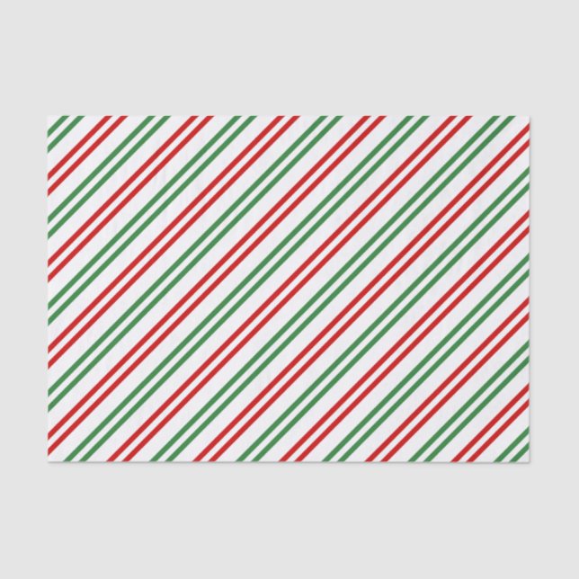 Candy Cane Christmas Stripes Red Green Tissue Paper (Front)