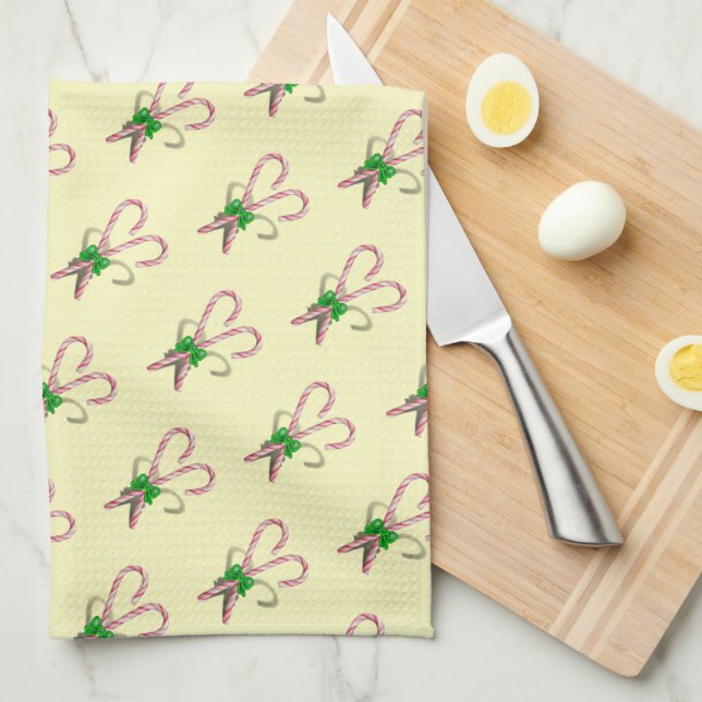 Candy Cane Christmas Tea Towel (Quarter Fold)