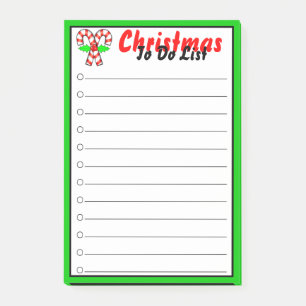 Candy Cane Christmas To Do List Post-it Notes