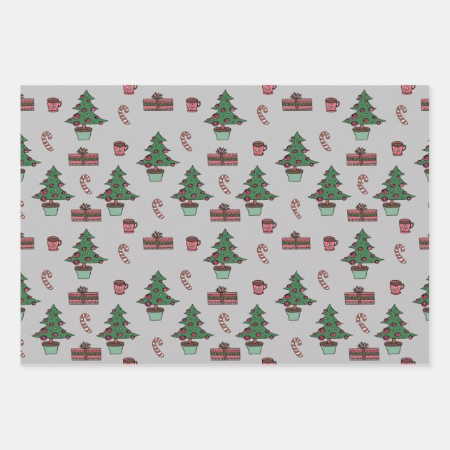 Candy Cane Christmas Tree Gift Wrap - Holiday (Front)