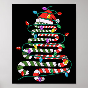 Candy Cane Christmas Tree Xmas Love Candy Mens Wom Poster