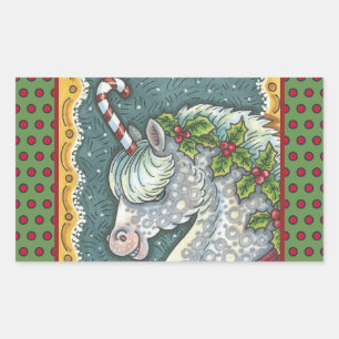 CANDY CANE CHRISTMAS UNICORN, HORSE PONY STICKERS