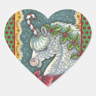 CANDY CANE CHRISTMAS UNICORN, HORSE PONY STICKERS