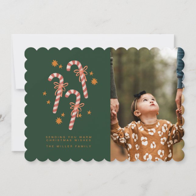 Candy Cane Christmas Wishes Holiday Card (Front)