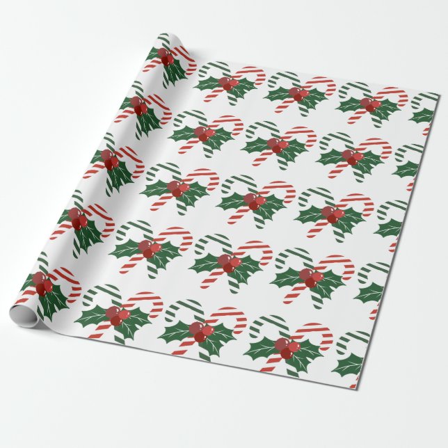 Candy Cane Christmas Wrapping Paper (Unrolled)