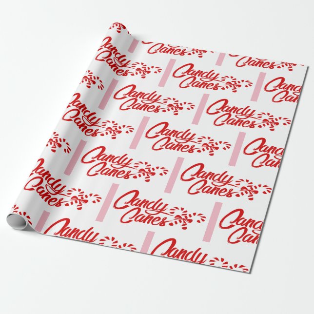 Candy Cane Christmas Wrapping Paper (Unrolled)