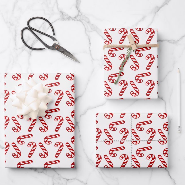 Candy Cane Christmas Wrapping Paper Sheet (Front)