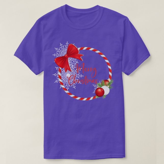 Candy Cane Christmas Wreath T-Shirt (Design Front)