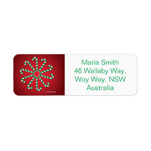 Candy cane circle return address label