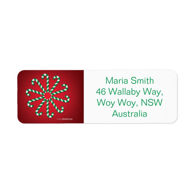 Candy cane circle return address label (Front)