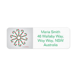 Candy cane circle return address label