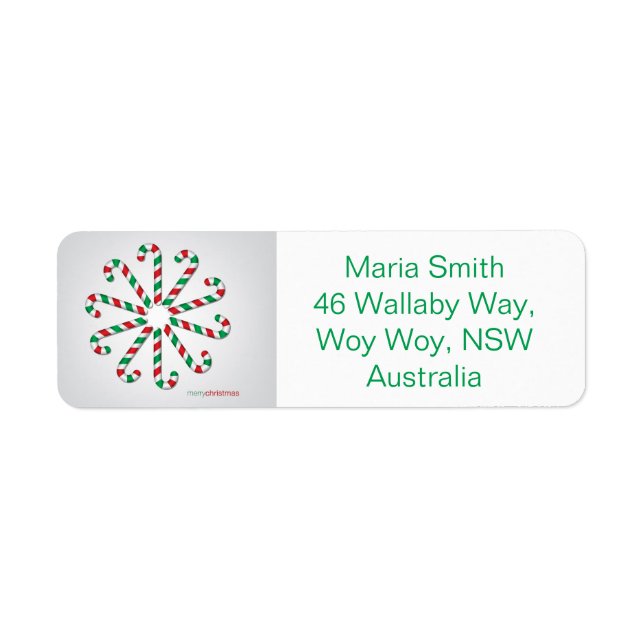 Candy cane circle return address label (Front)