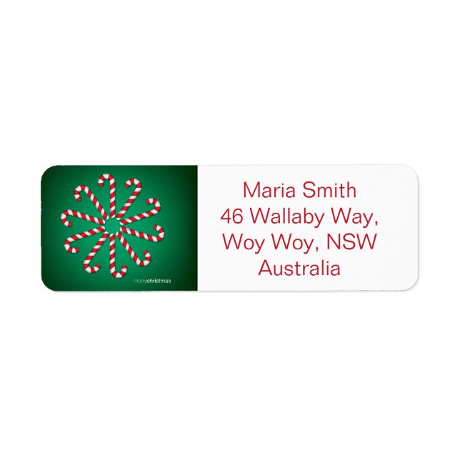 Candy cane circle return address label (Front)